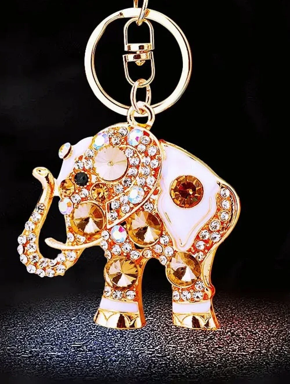Crystal Blue Elephant Keychain Charm